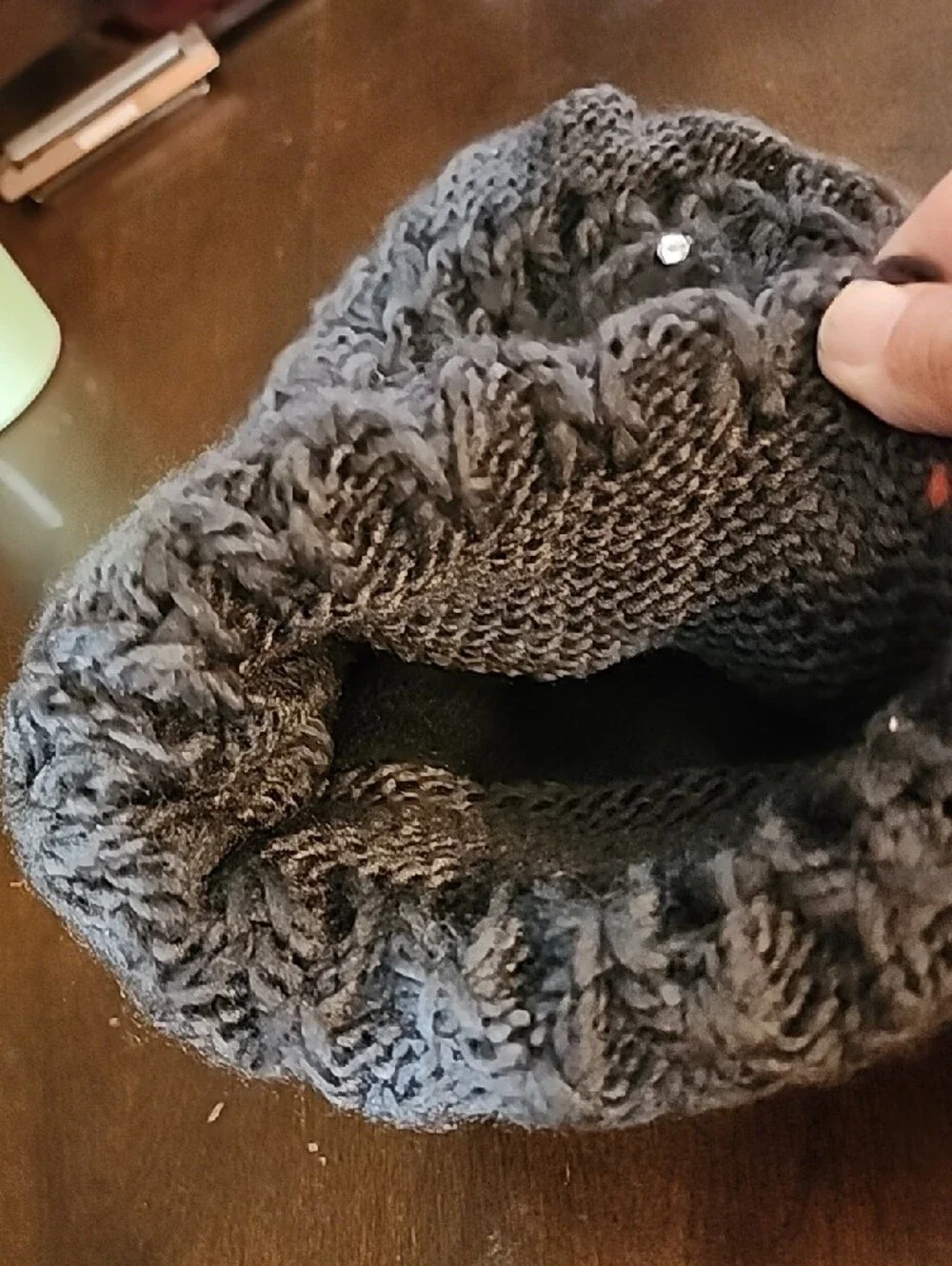 Black Knit Beanie with Decorative Brooch